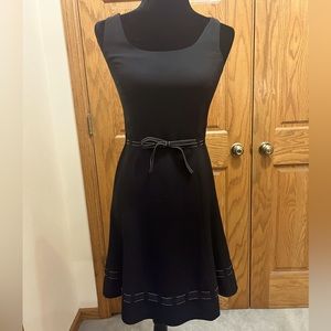 Classic Ann Taylor sleeveless black dress with ribbon detailing